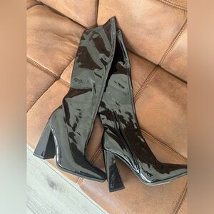 FAUX LEATHER KNEE HIGH BOOTS